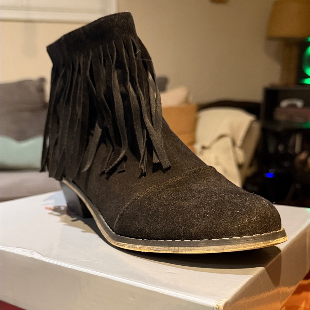 Fringe Black Ankle Boots